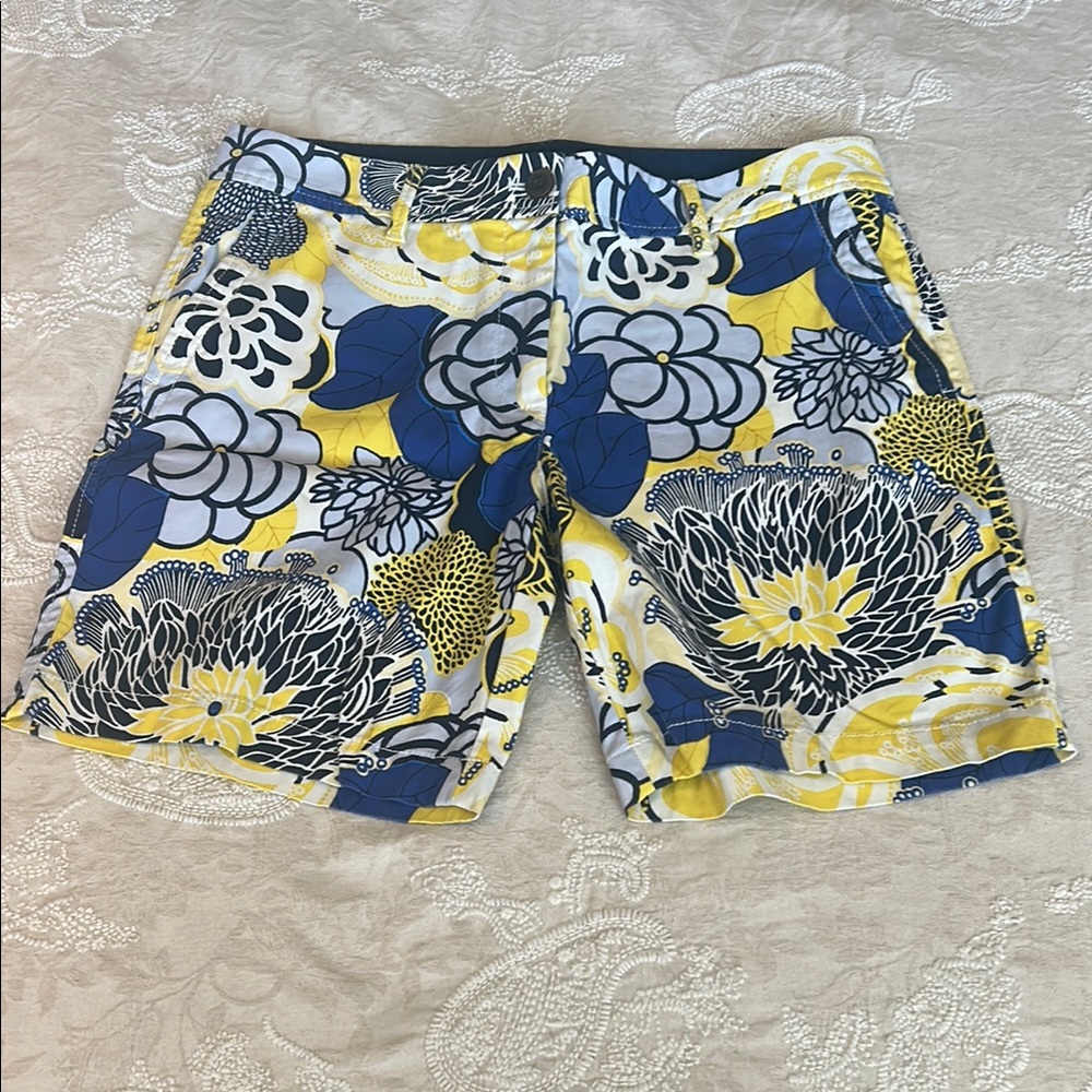 Talbots Blue and Yellow Shorts Tropical Floral